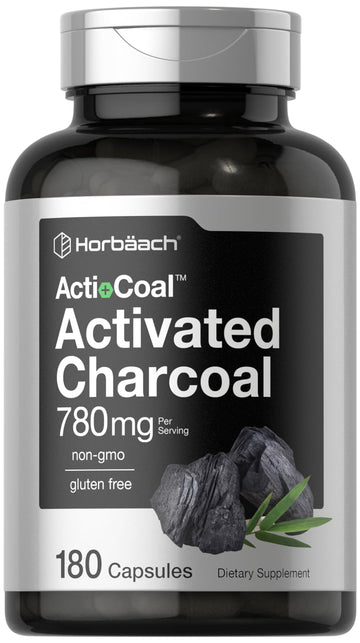 Charcoal Pills 780mg | 180 Capsules | Activated Charcoal from Coconut Shells | Non-GMO Horbäach Au supplements