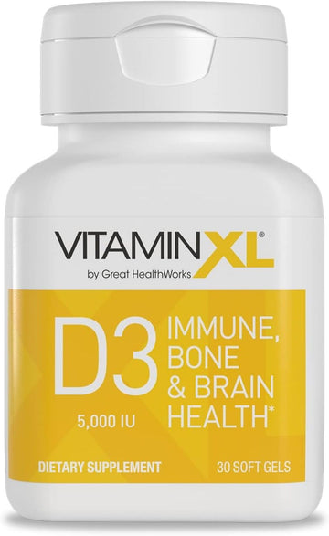 OmegaXL VitaminXL D3 High Potency Daily Vitamin D 5000 IU 125mcg Immune Support Supplement - Promotes Healthy Muscle Function & Strong Bones - Non-GMO, Gluten-Free - 30 Softgels OmegaXL Au supplements
