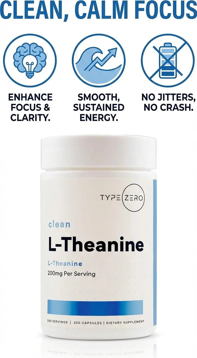 Type Zero L-Theanine (200mg) 200 Capsules - Clean L-Theanine Supplement, Keto, GMO-Free Type Zero Au supplements