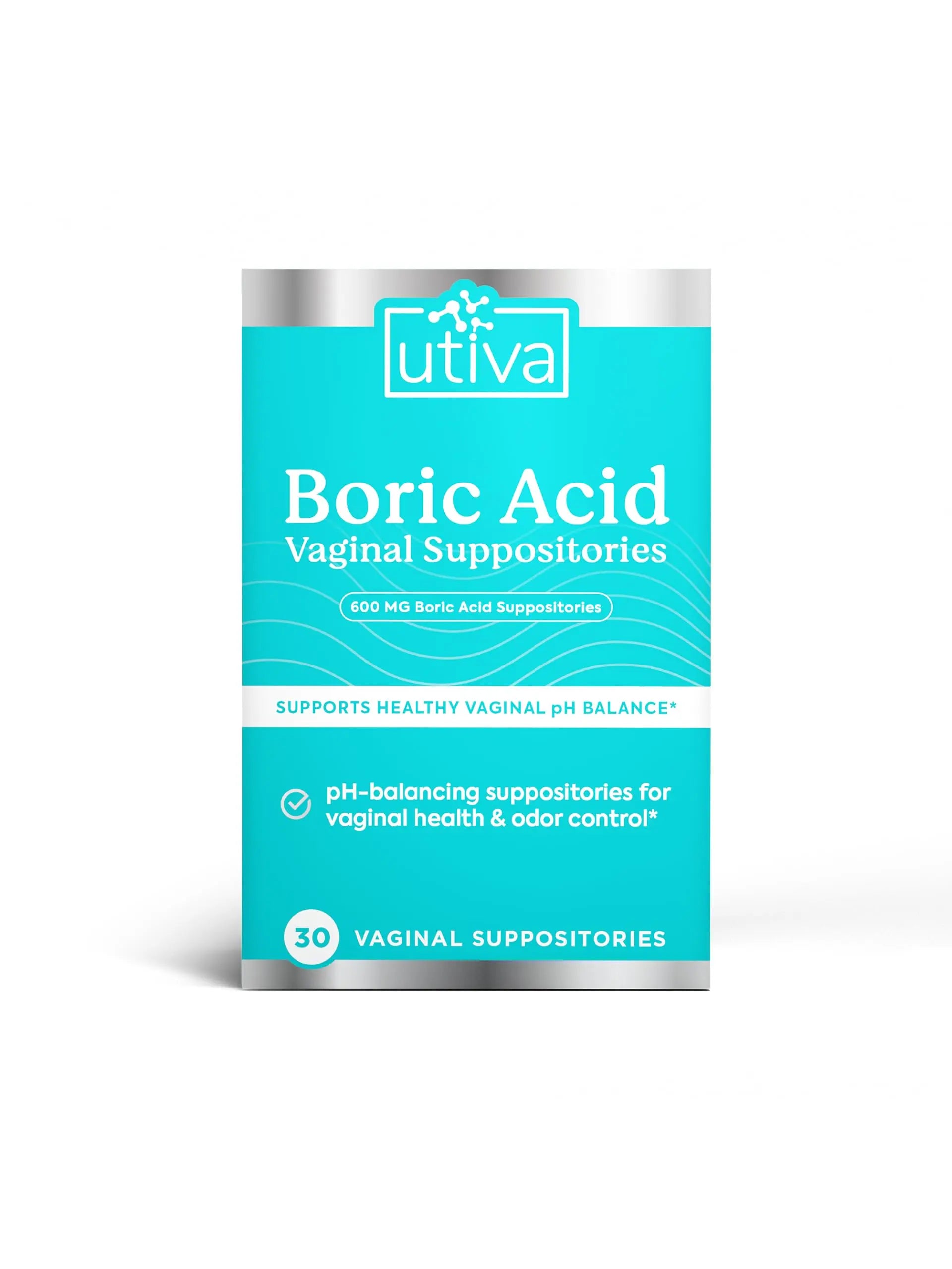 10% Bundle Utiva Boric Acid - 600mg 30-Boric Acid Vaginal Suppositories to Lower pH and Support Vaginal Health + Utiva Suppository Applicators – Hygienic Individually Wrapped 15 Vaginal Applicators Szio+ Au supplements