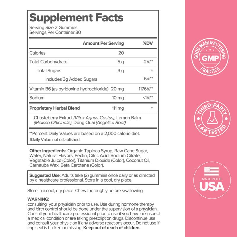 O Positiv FLO PMS Gummies for Women - Proactive PMS Relief - Targets Hormonal Breakouts, Bloating, Cramps, & Mood Swings with Chasteberry, Vitamin B6, & Lemon Balm - PMS Gummies (Pack of 1) O Positiv Au supplements