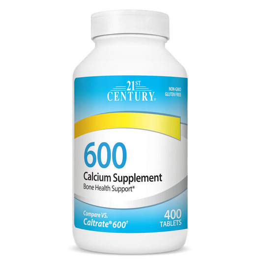 21st Century Calcium 600 mg Supplement (400 Tablets), Vegan-Friendly Bone Strength Calcium Supplement, Non-GMO & Gluten-Free Calcium Carbonate, 21st CenturyUS supplements