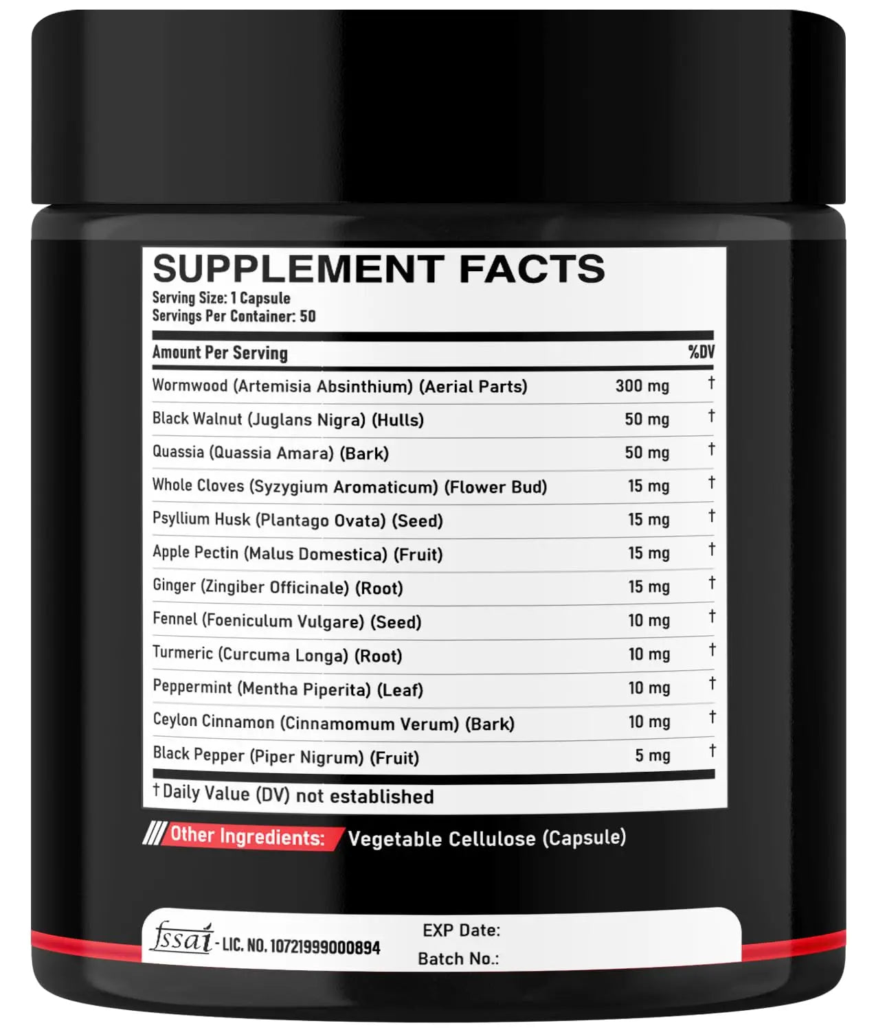 DEDICAD Wormwood Capsules - 12 Herbs Blended Black Walnut, Cloves, Ginger, Turmeric, Cinnamon, Apple, Quassia - 2 Packs 50 Capsules DEDICAD Au supplements