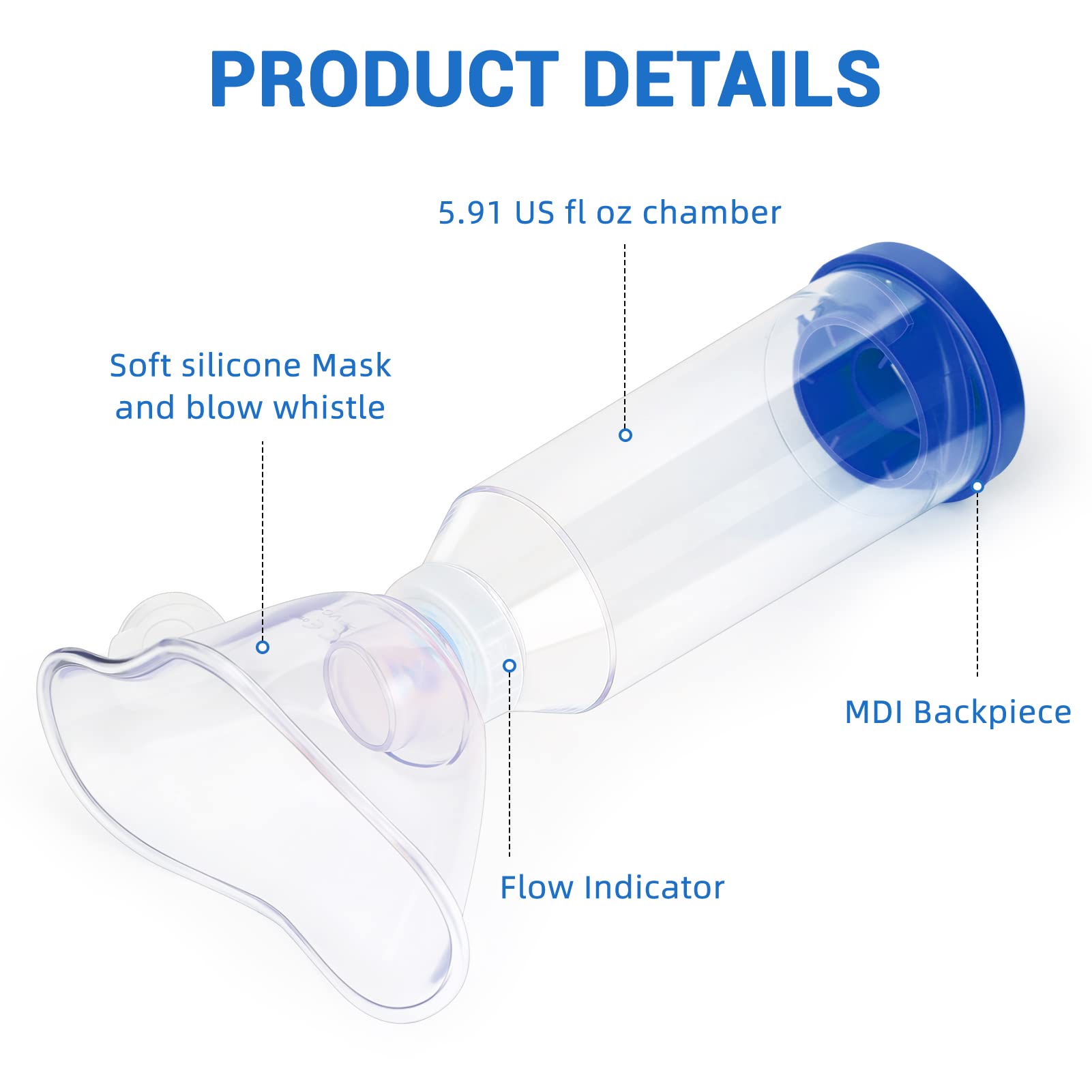 Fivepropy Handheld Spacer for Kids and Adults Includes Child Mask & Adult Blue Fivepropy Au supplements