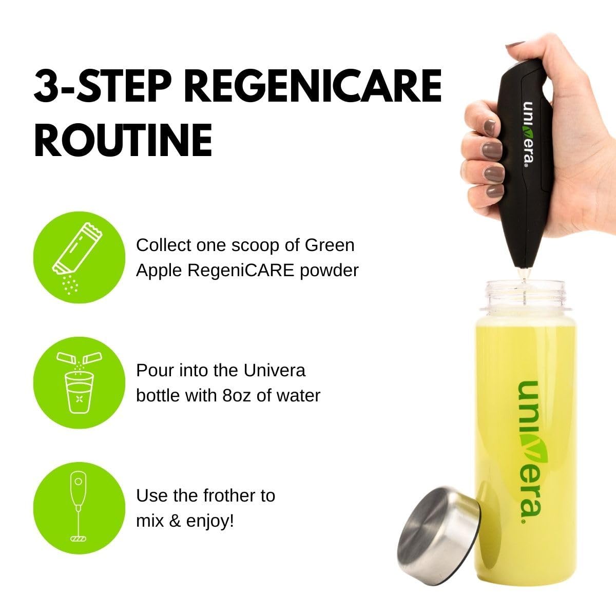 Holiday Gift Set, Joint Support with Univestin®, Glucosamine, Chondroitin & MSM — Bottle & Frother Included, Green Apple Flavor, 30 Servings Univera Au supplements