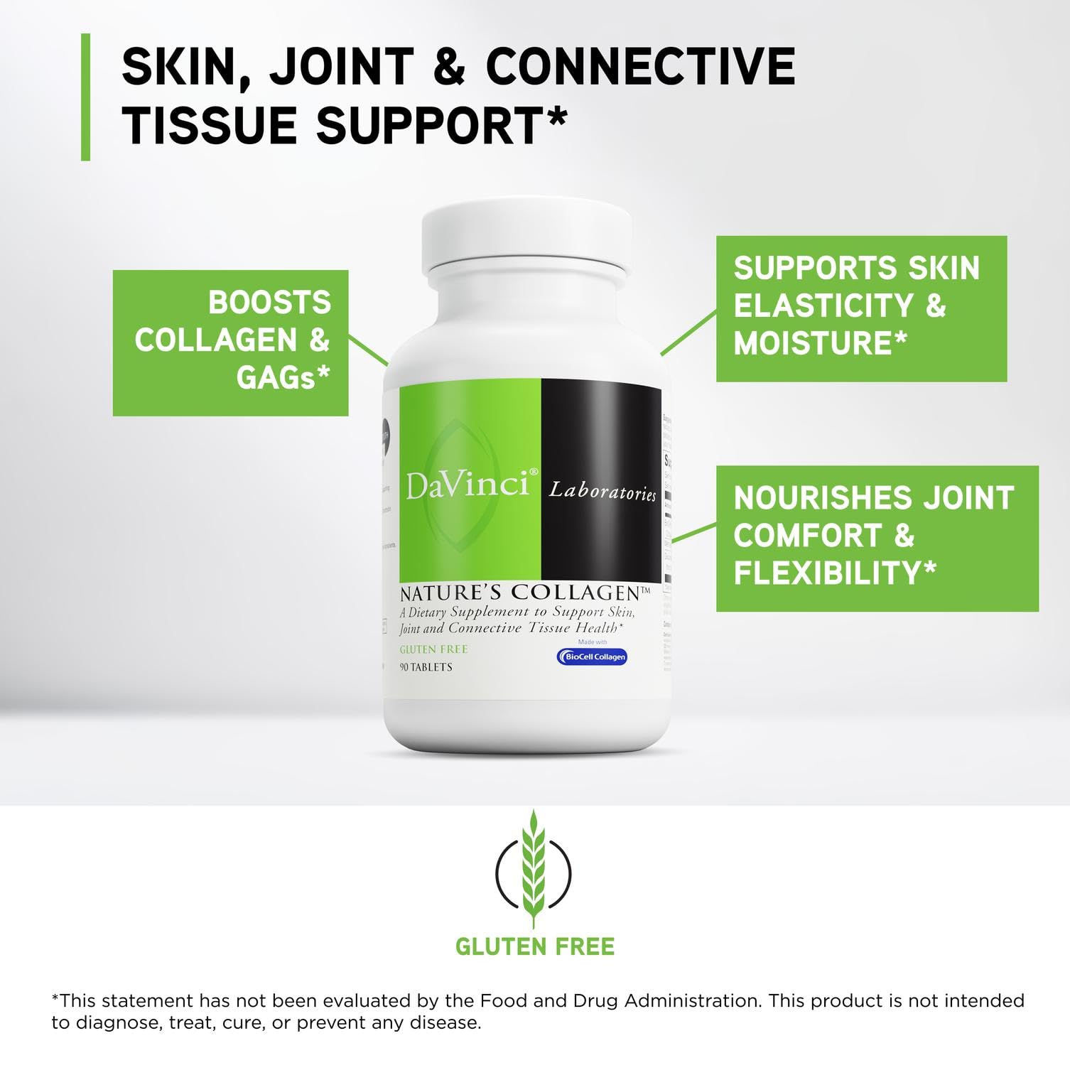 DAVINCI Labs Natures Collagen - BioCell Collagen Supplement with MSM & Glucosamine - Helps to Support Joint Health, Skin Health & Connective Tissues - Gluten-Free - 90 Tablets DAVINCI Au supplements