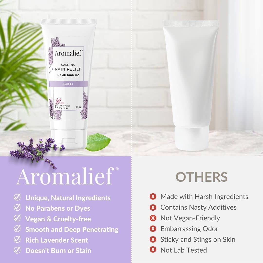 Hemp Cream with Lavender Aromatherapy - 1000MG Made in USA - Muscle & Joint Relief - Menthol, Glucosamine, Chondroitin MSM - Vegan Aromalief Au supplements