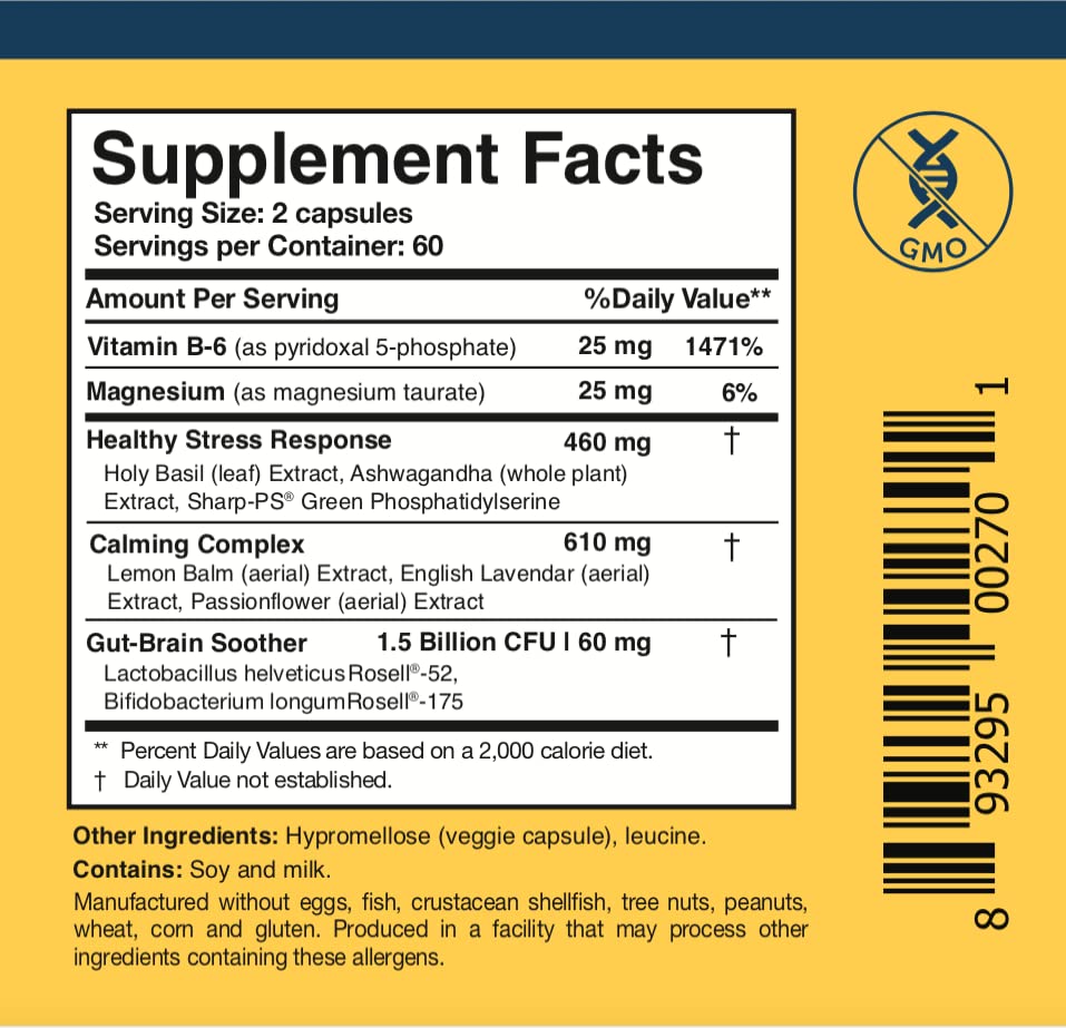 Researched Nutritionals AnxiaEase - Stress, Cortisol Management & Mood Support Supplement - Botanicals, Vitamin B6, Magnesium & 'Psychobiotic' Probiotic Strains (120 Capsules) Researched Nutritionals Au supplements