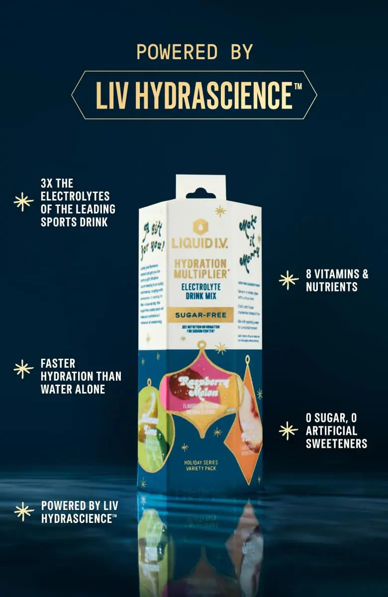 Liquid I.V.® Hydration Multiplier Sugar-Free - Variety Pack Stocking Stuffer - Raspberry Melon, Lemon Lime, and White Peach - 4 Pack (12 Sticks) Liquid I.V. Au supplements