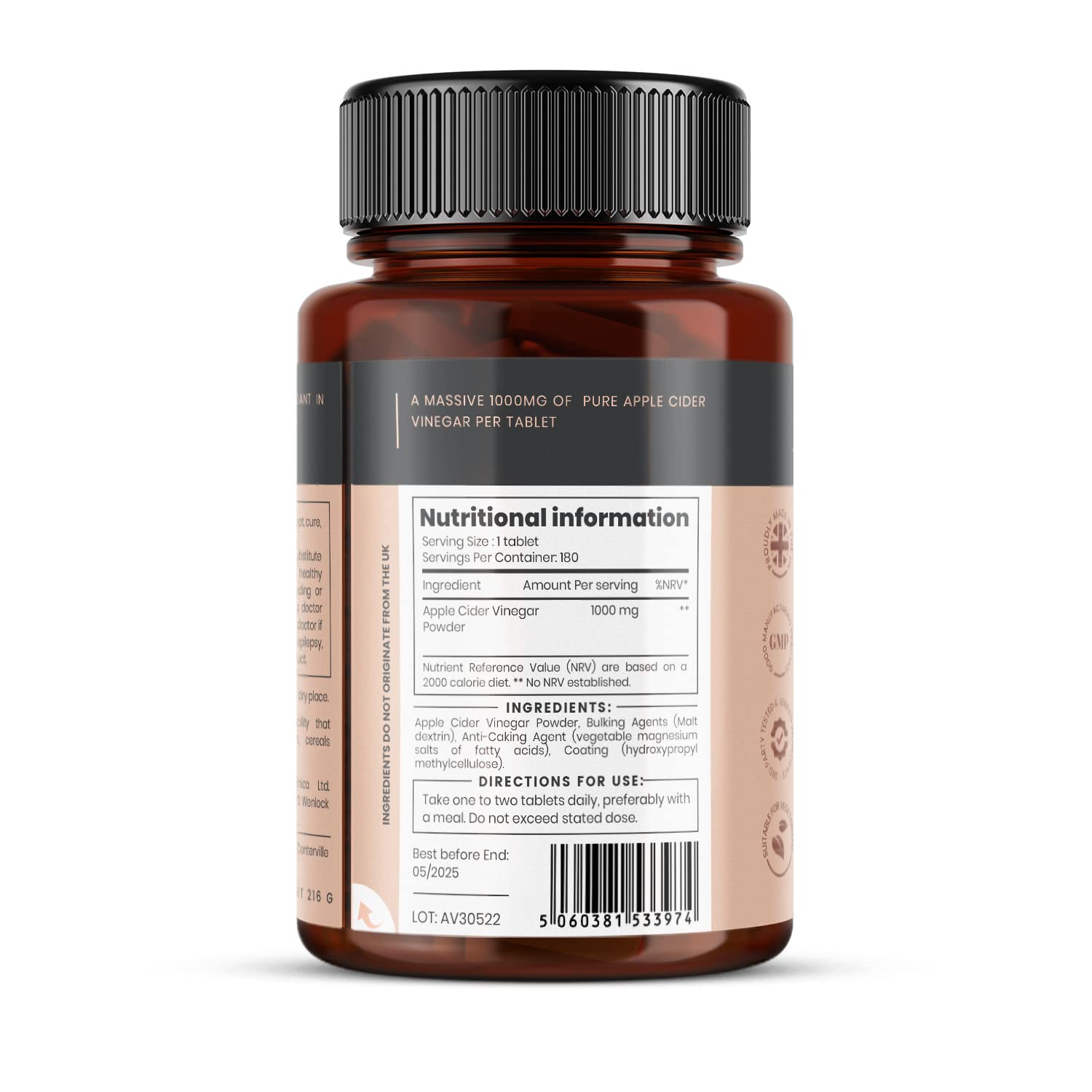 Double Strength Apple Cider Vinegar 1000mg x 180 Tablets (6 Months Supply) pureclinica Au supplements