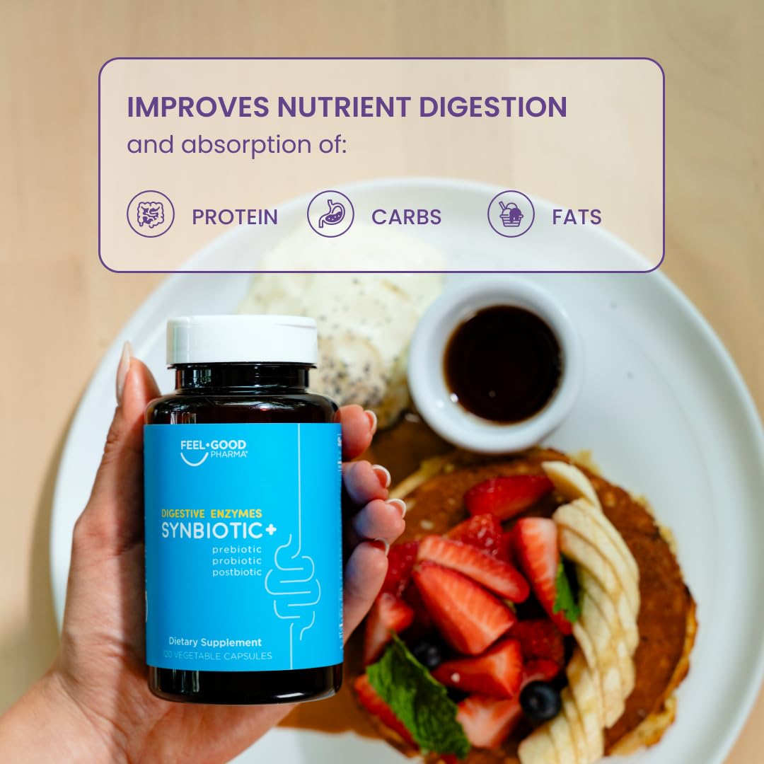 Feel Good Digestive Enzymes 4-in-1 Synbiotic+ – with Prebiotics, Probiotics & Postbiotics – Gut Health, Digestion & Bloating Relief – Pharmacist Formulated for Adults FEEL GOOD PHARMA Au supplements