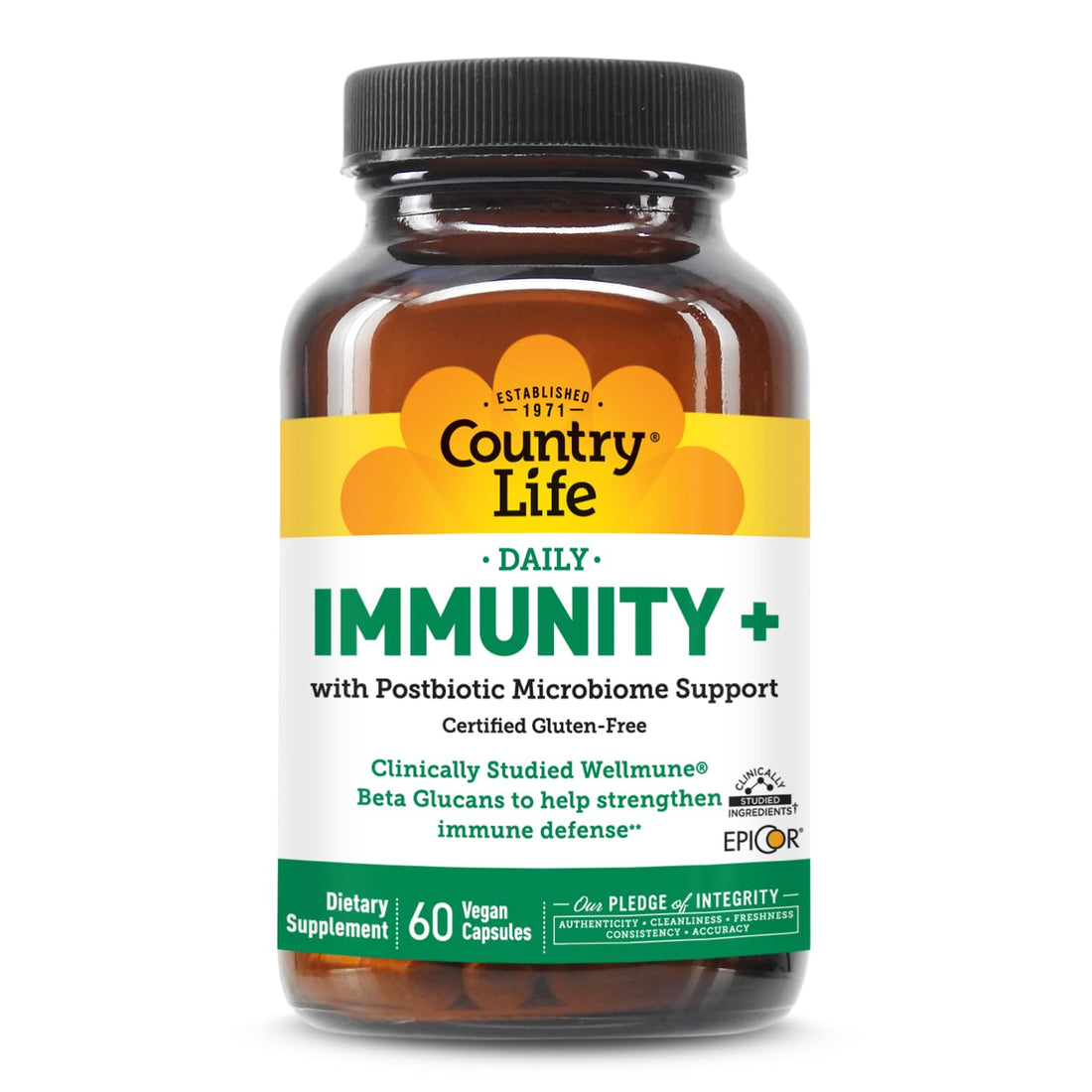 Country Life Immunity+ Supplement, 60 Capsules - Supports Immune and Gut Health - for Men and Women - Clinically Studied Ingredients, Vegan, Gluten Free, Certified B Corporation Country Life Au supplements
