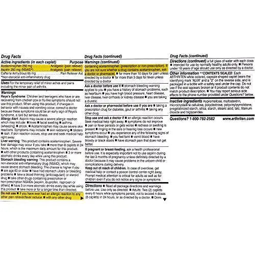 Arthriten Inflammatory Pain Formula Caplets with 3 Active Ingredients: Aspirin, Acetaminophen & Caffeine, White, 28 Count (Pack of 1) ArthritenAu supplements