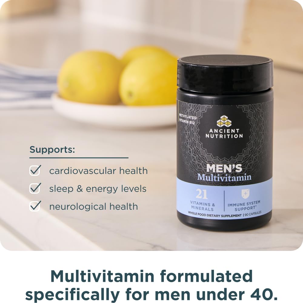 Ancient Nutrition Multivitamin for Men, Multi Men's, Methylated Vitamin D, C, E, B12, Zinc, Magnesium, Supports Healthy Immune System and Bone Health, 90 Ct Ancient Nutrition Au supplements