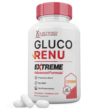Gluco Renu Extreme 1295MG Glyco Support Pills Advacned Formula Gluo Renew Glycogen Support Formulated with Turmeric Berberine Resveratrol Garlic Bitter Melon Milk Thistle 60 Capsules Justified Laboratories Au supplements