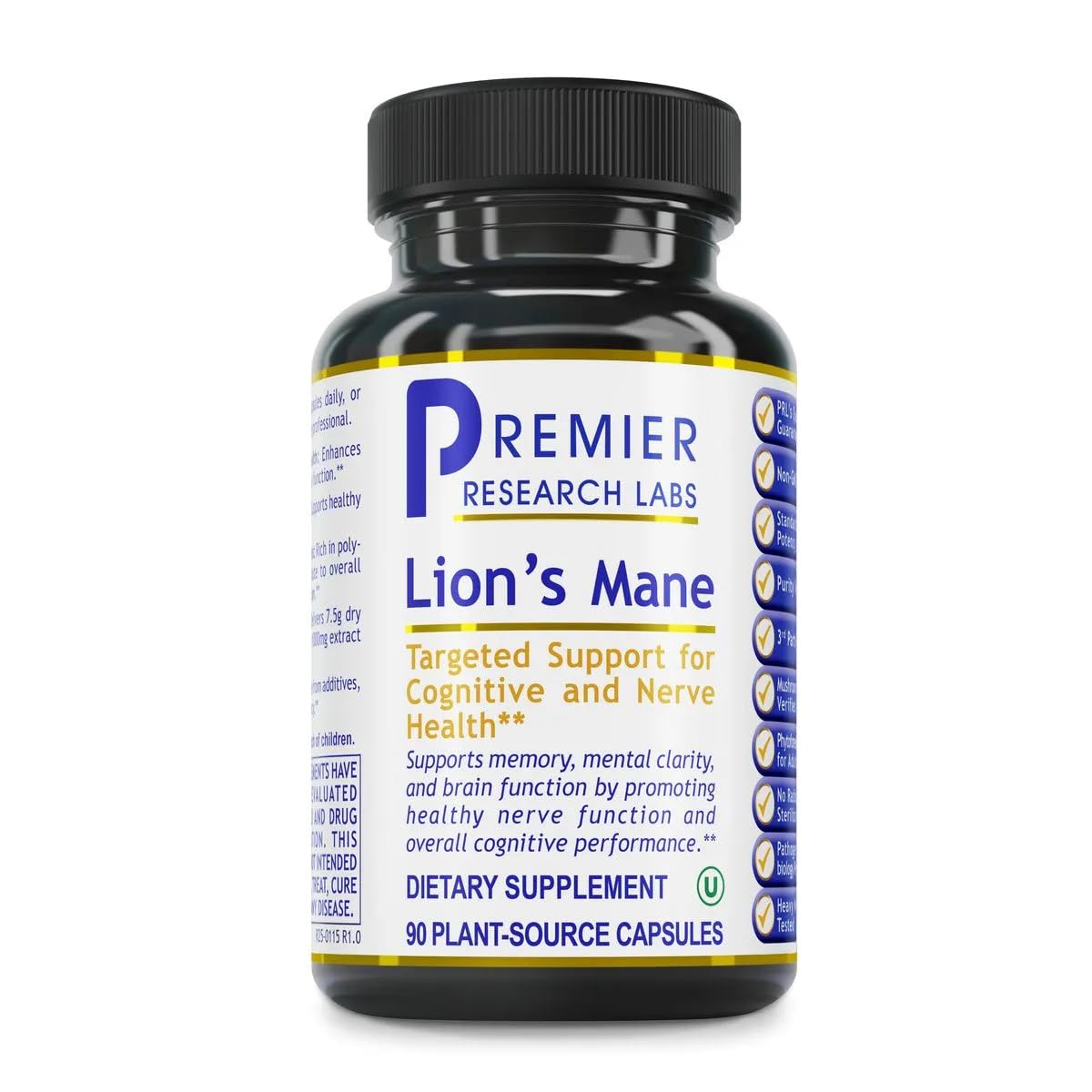 Premier Research Labs Lion's Mane - Lions Mane Mushroom Supplement Capsules for Focus, Memory, & Brain Support for Adults & Kids, 1000mg Premium Extract Per Serving - 90 Vegetarian Capsules Premier Research Labs Au supplements