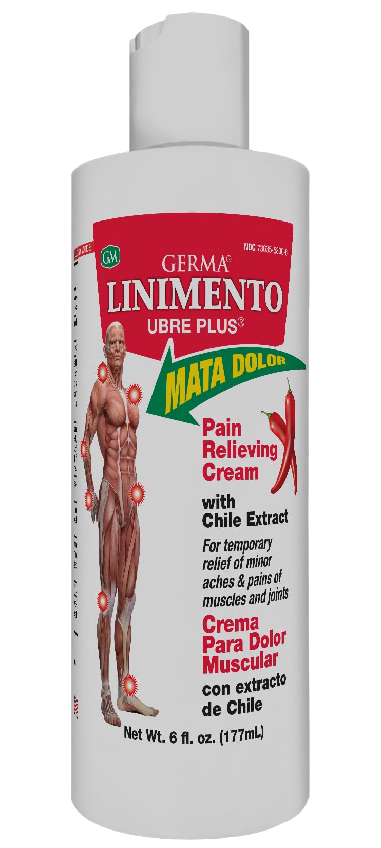 Germa Liniment Udder Plus. Natural Topical Analgesic Ointment. Relief for Pain and Aches in Joints and Back. With Chile Extract. 6 oz. Pack of 3 Germa Au supplements