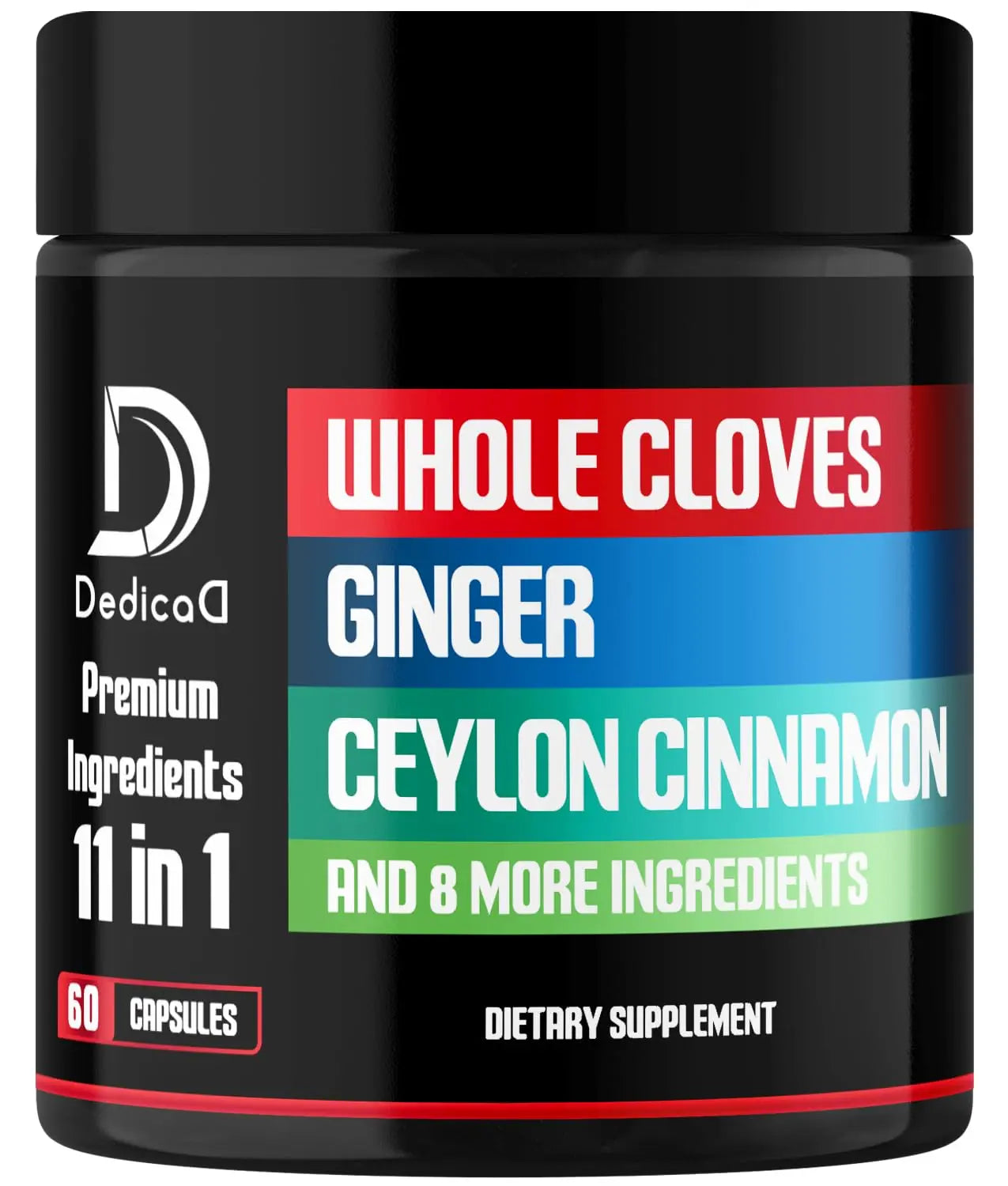DEDICAD 11in1 Cloves Supplement with Ginger, Ceylon Cinnamon and 8 Other More - Digestive, Immune System, Mood Support - 60 Capsules - 30 Days Supply DEDICAD Au supplements