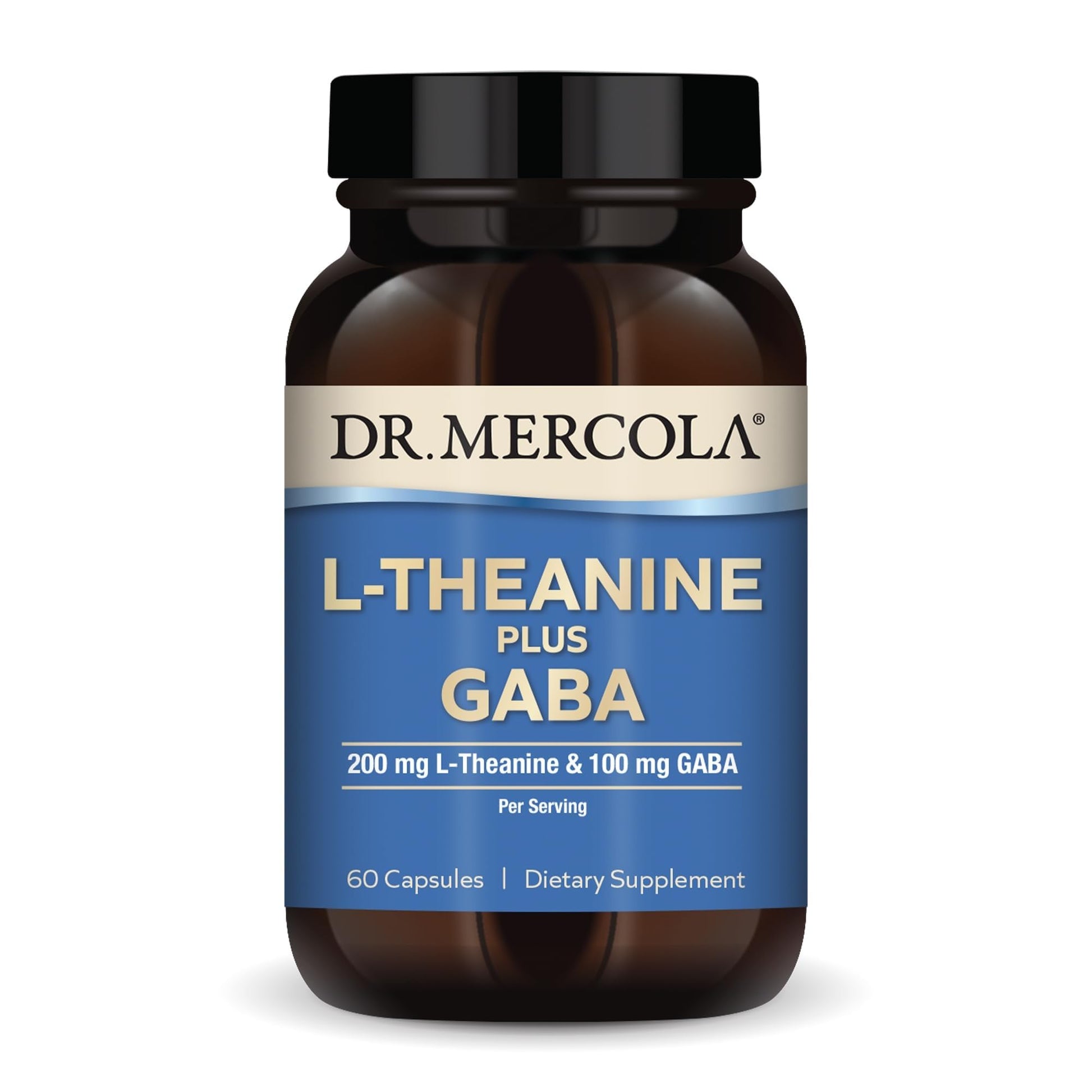 Dr. Mercola L-Theanine Plus GABA - Supports Relaxation - Focus & Cognitive Function - Stress Support Supplement - 200 mg L-Theanine - 100 mg GABA - 60 Capsules Dr. Mercola Au supplements