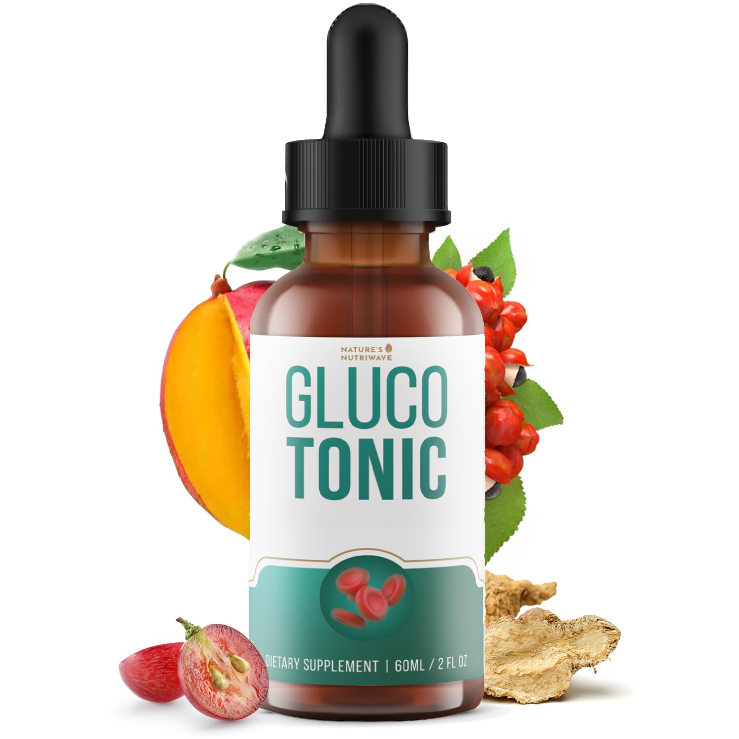 Nature’s NutriWave GlucoTonic – Liquid Formula with Chromium & Herbal Extracts – Natural Flavor – Non-GMO – 60ml, 2FL OZ, 60 Servings, 1 Month Supply Nature’s NutriWave Au supplements