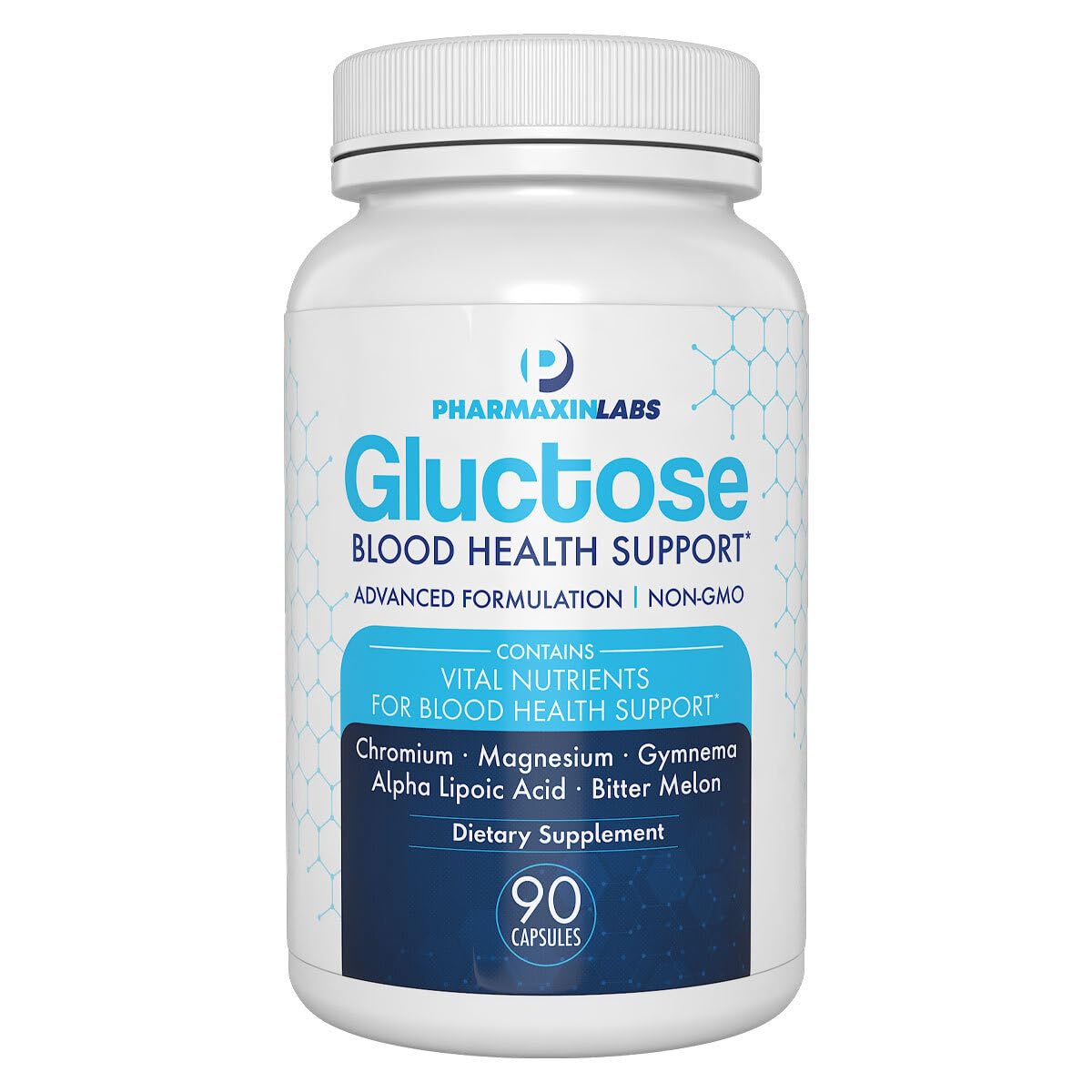 Gluctose Blood Health Support Supplement - Advanced Formula for Men & Women - Chromium, Magnesium, Alpha Lipoic Acid, Bitter Melon, Gymnema - 90 Day Supply / 90 Capsules Pharmaxin Labs Au supplements