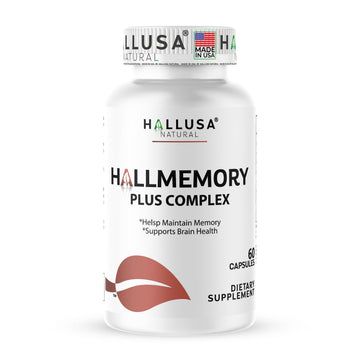 Hallusa Natural Brain Health Supplement Capsules 1680mg, Ginkgo Biloba, B Vitamins & Choline, Memory & Focus Support, Brain Booster for Men & Women, 60 Count Hallusa Natural Au supplements