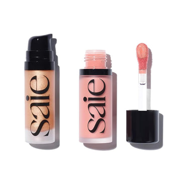 Saie Mini Glowy Super Gel Lightweight llluminator & Makeup Primer - Sunglow (0.5 oz) + Dew Blush - Lightweight Liquid Blush with a Blendable + Buildable Cream Finish - Rosy (.40 oz) Saie Au supplements