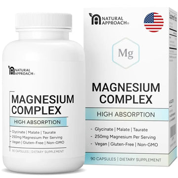 High Absorption Magnesium Complex with Glycinate, Malate & Taurate - Premium Magnesium Supplement for Sleep, Relaxation, Leg Cramps & Stress Relief - 100% Chelated & Easy On The Gut - 90 Capsules Natural Approach Au supplements