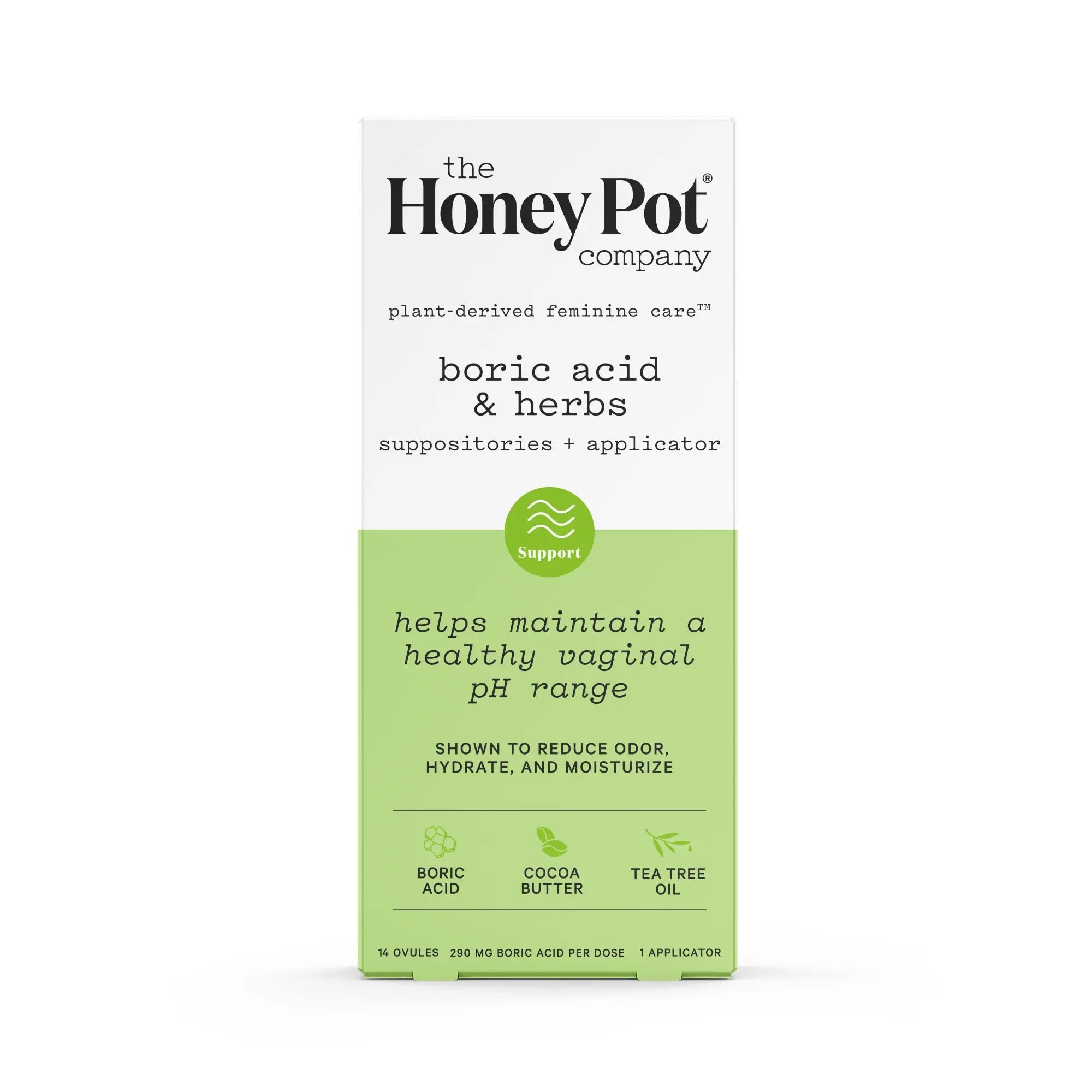 The Honey Pot Company 7 Day Boric Acid & Herbs Suppositories - Maintains and Balances Healthy Vaginal pH, Manages Odor, Hydrates, & Moisturizes - Gynecologist Tested The Honey Pot Company Au supplements