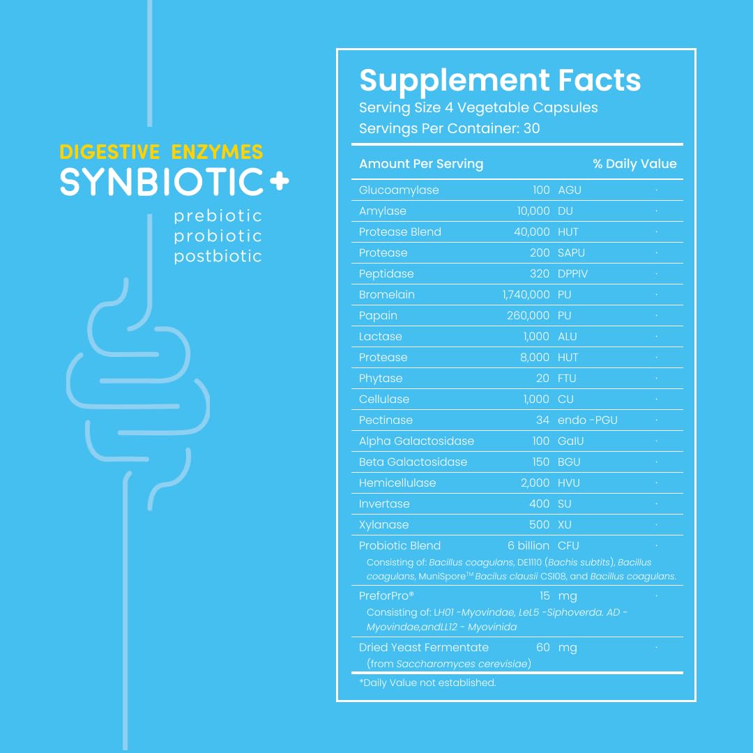 Feel Good Digestive Enzymes 4-in-1 Synbiotic+ – with Prebiotics, Probiotics & Postbiotics – Gut Health, Digestion & Bloating Relief – Pharmacist Formulated for Adults FEEL GOOD PHARMA Au supplements