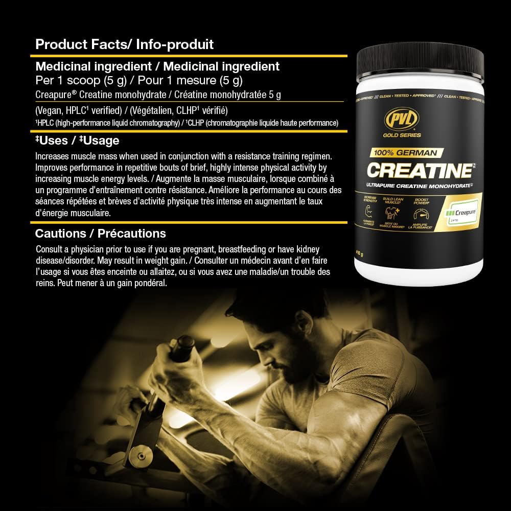 PVL Creapure Creatine – 100% Pure German Creatine Monohydrate Powder-Pharmaceutical Grade Muscle Building Supplement for Strength Training, Pre Workout & Post Workout Protein Support–410g 82 Servings PVL Au supplements
