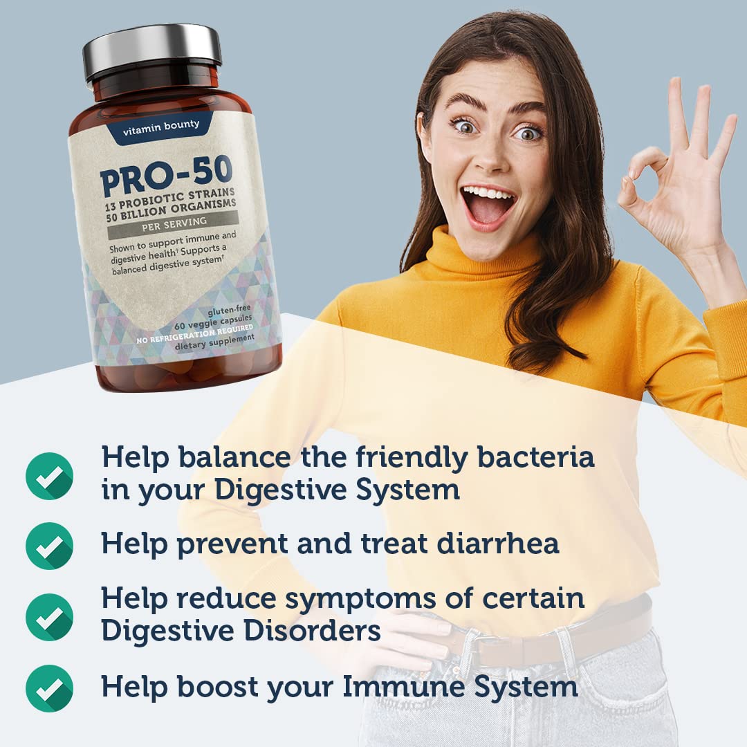 Vitamin Bounty Pro-50 Probiotics - 13 Probiotic Strains, Gut Health, Digestive Health Vitamin Bounty Au supplements