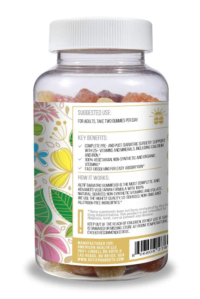 ACTIF Organic Bariatric Gummies with 25+ Organic Vitamins and Minerals for Bariatric Surgery, Advanced Formula ACTIF Au supplements