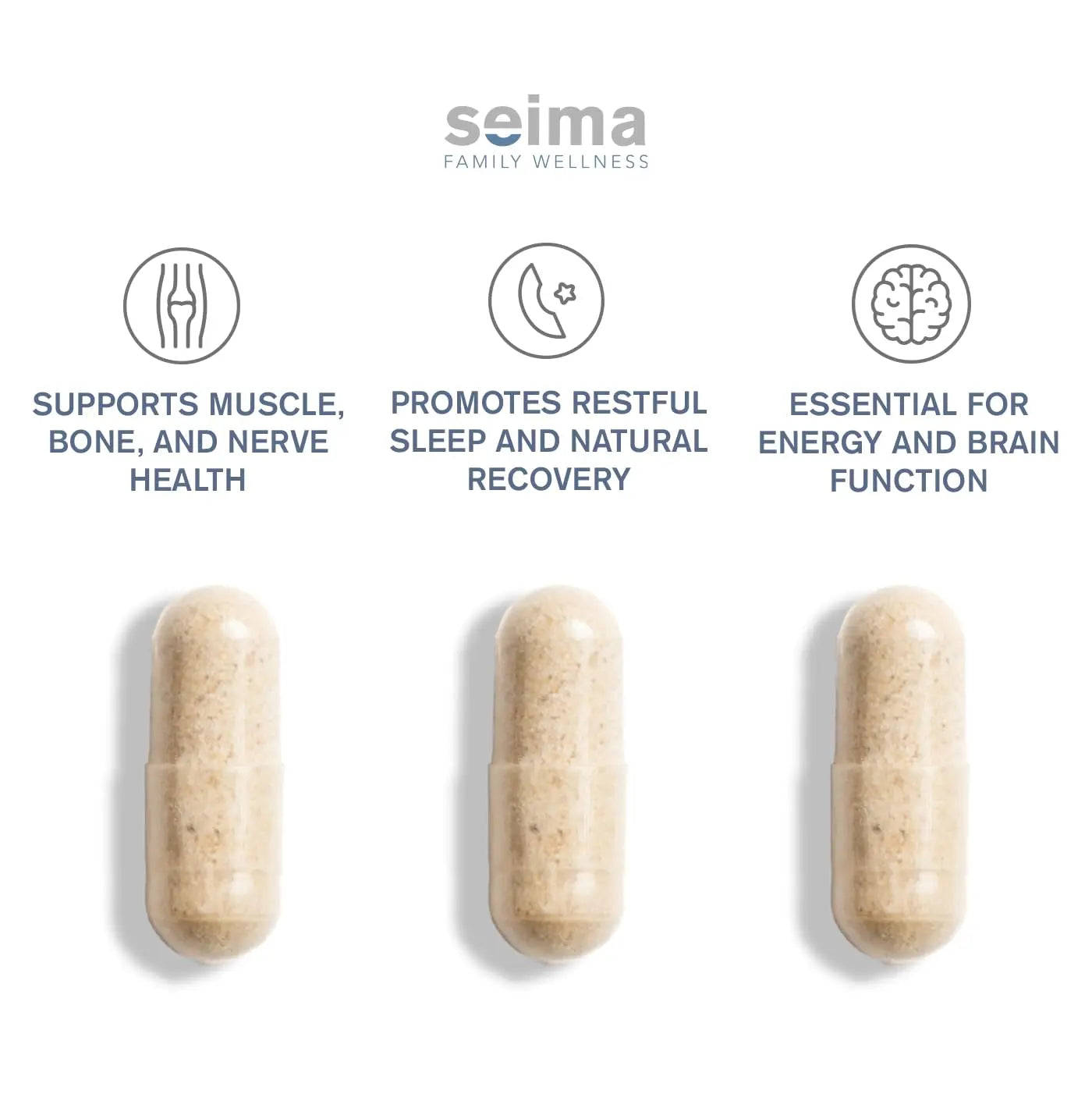 SEIMA - 4-in-1 Magnesium Complex – 1200 mg with Glycinate, Citrate, L-Threonate and Malate – Sleep, Stress Relief, Muscle Recovery, Energy and Well-Being for Women and Men, 90 Capsules Seima Au supplements