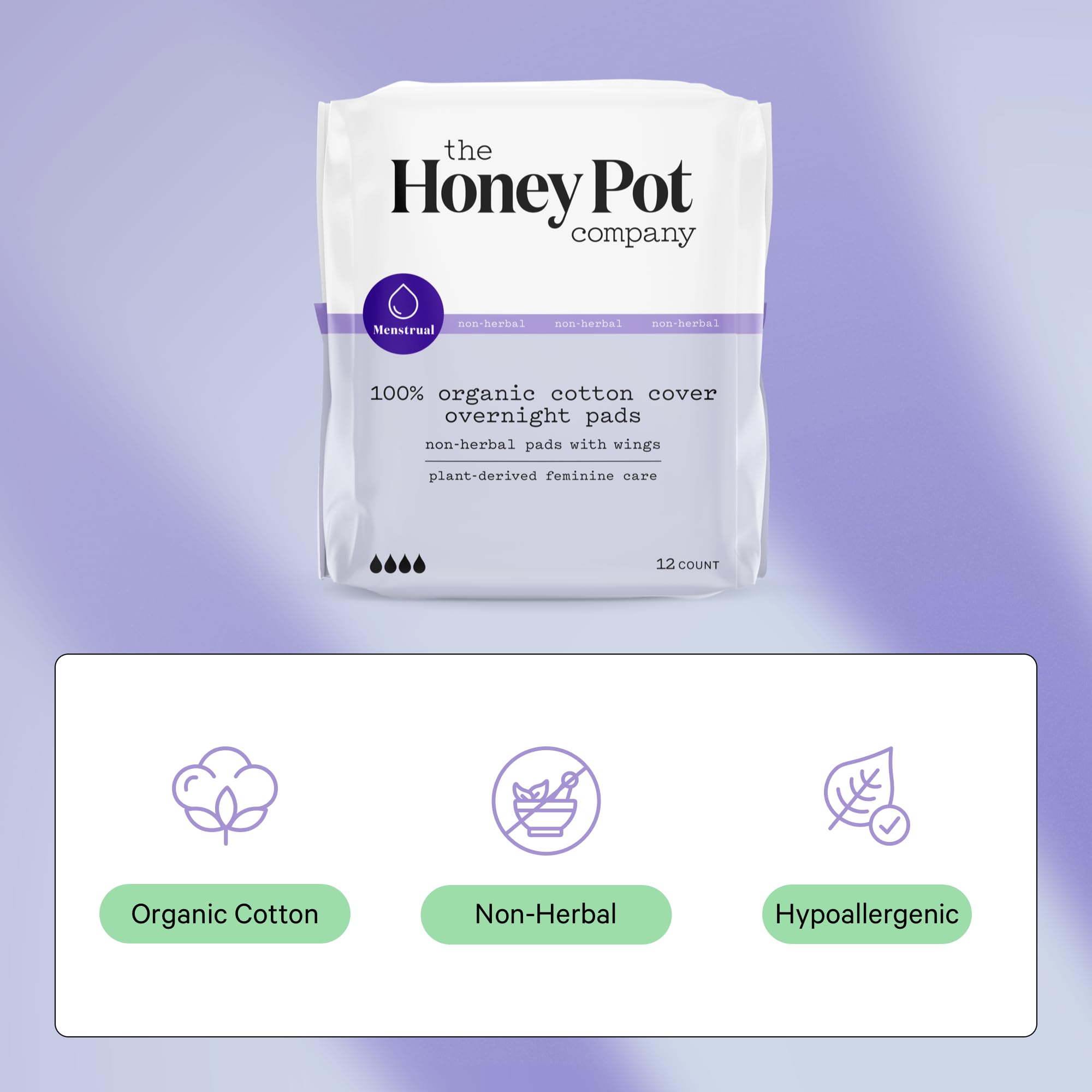 The Honey Pot Company - Non-Herbal Overnight Pads with Wings - Organic Pads for Women The Honey Pot Company Au supplements