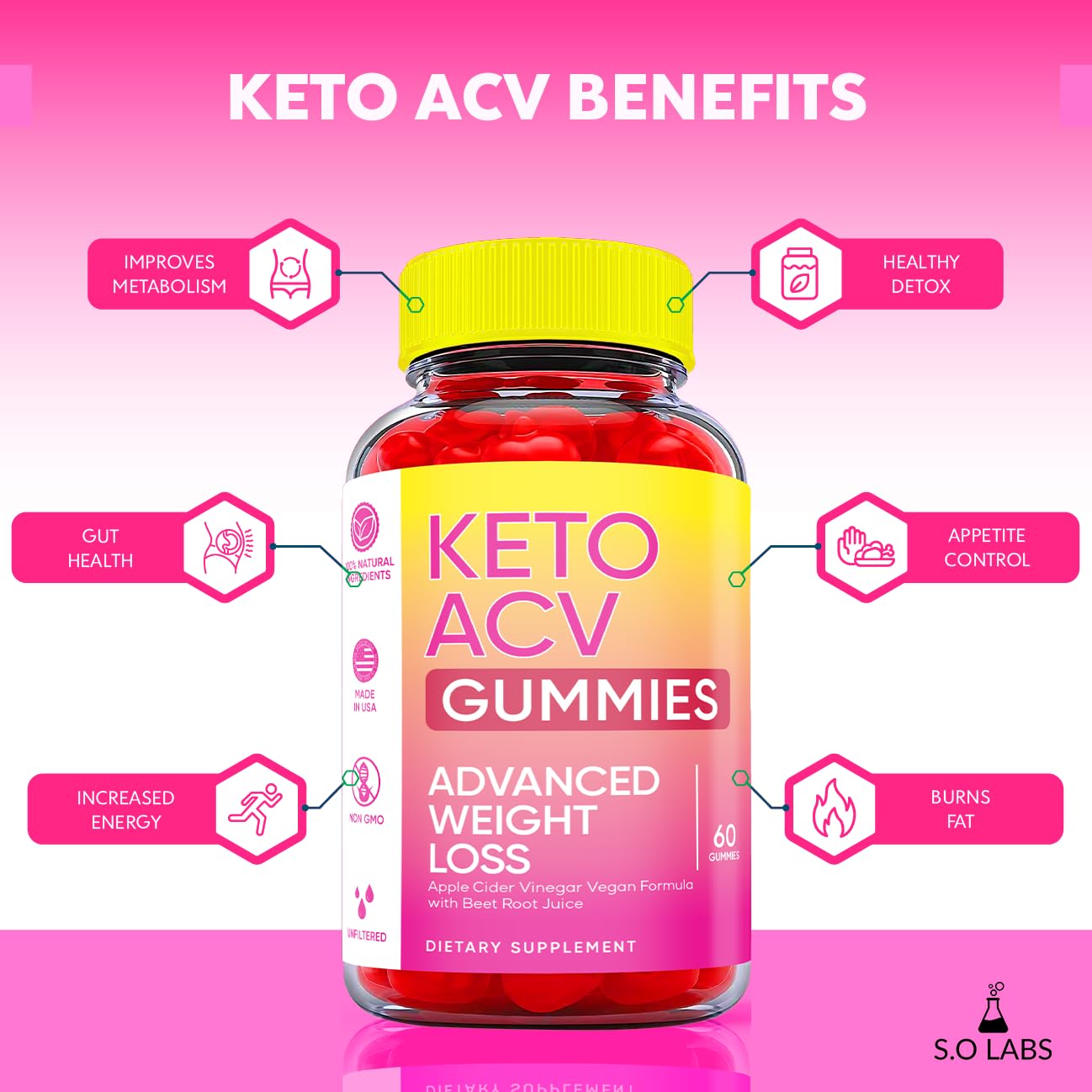 Keto ACV Gummies Advanced Weight Loss, ACV Supplement Work Fast Women Plus Men (2 Pack) S.O Labs Au supplements