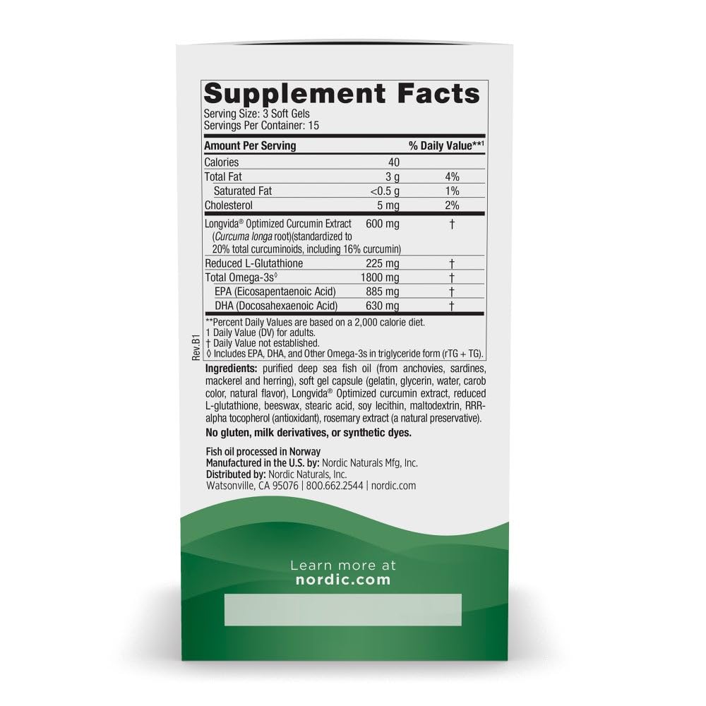 Nordic Naturals Recovery Plus, Unflavored - 45 Soft Gels - 1800 mg Omega-3 Fish Oil - 600 mg Longvida Optimized Curcumin - Cellular Health & Recovery - Post-Exercise Muscle Support - 15 Servings Nordic Naturals Au supplements