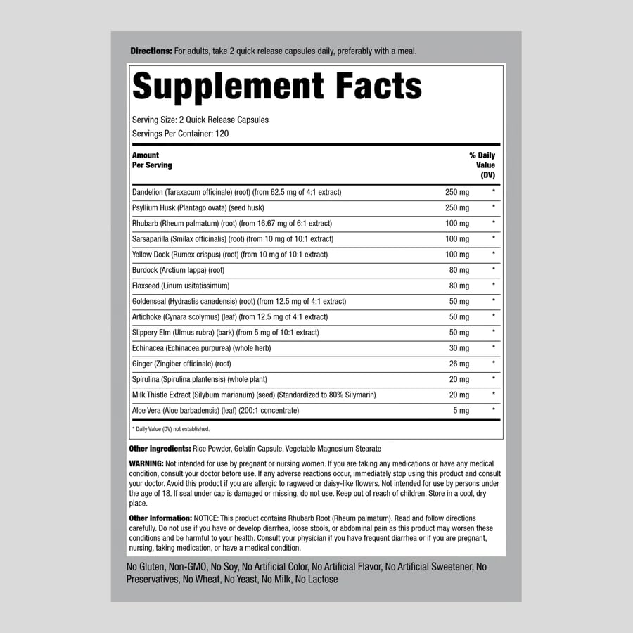 Piping Rock Detox Cleanse Capsules | 240 Pills | Herbal Complex | Lean Formula Piping Rock Au supplements