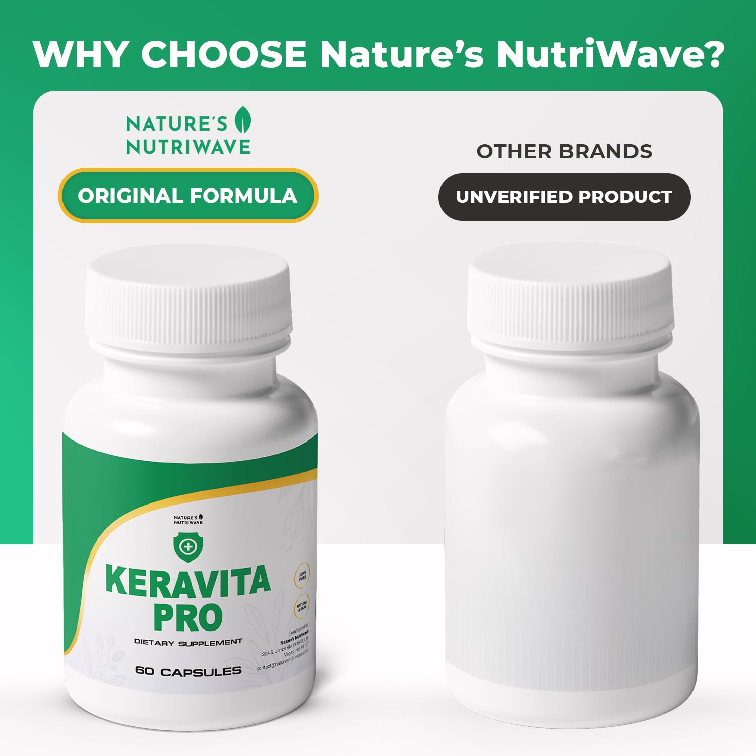 Keravita Pro - Natural Supplement with Vitamins C, Vitamin E, Green Tea, Turmeric & Mushroom for Hair & Nail | Non-GMO, Stimulant-Free | Made in the USA, GMP-Certified | 60 Capsules - 1 Month Supply Nature’s NutriWave Au supplements