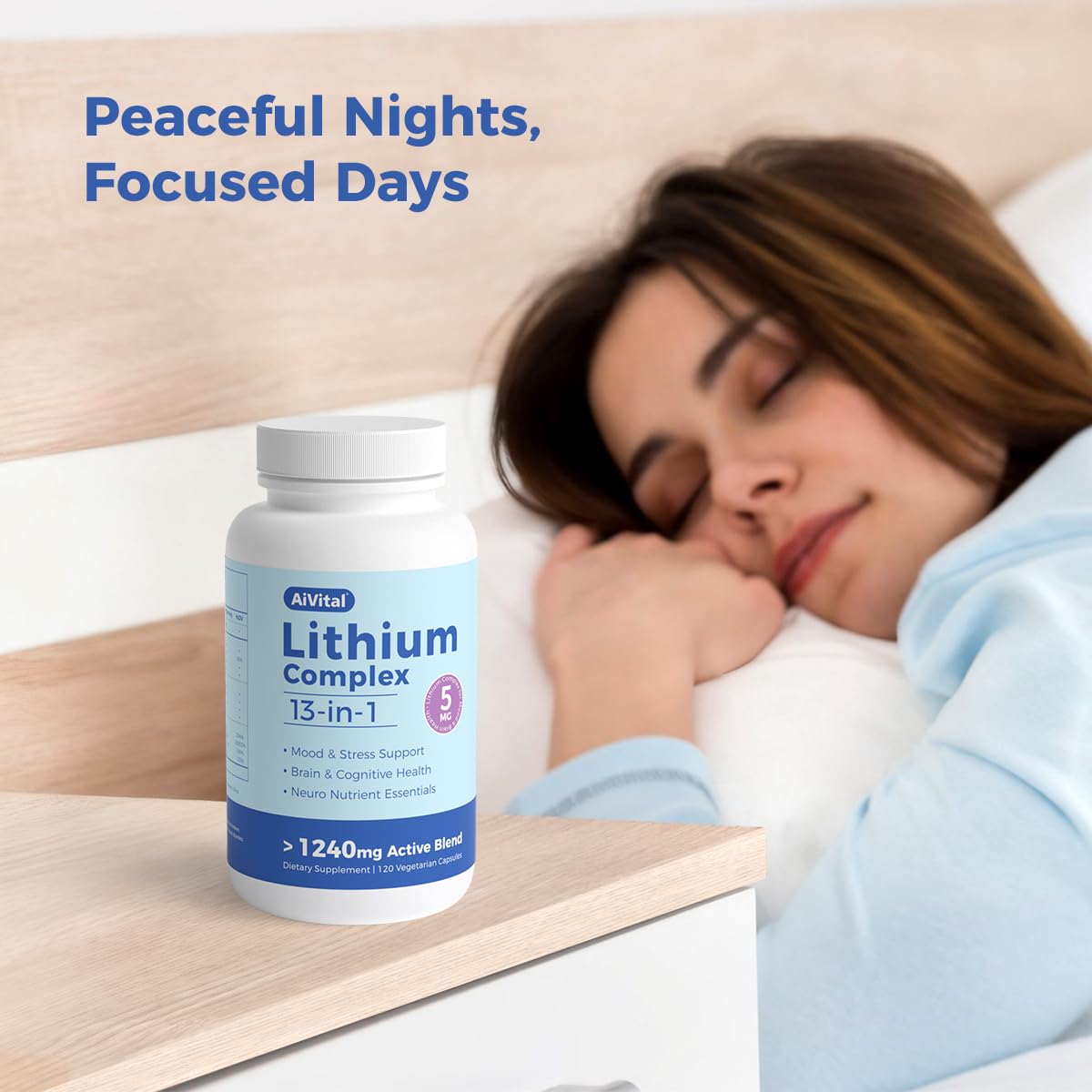 AiVital™ Lithium Orotate 5mg, 13-in-1 Lithium Supplement with Magnesium Glycinate, L-theanine & DHA for Daily Balance, Focus & Clarity, Low-Dose Formula, Non-GMO, Gluten Free, Vegan, 120 Capsules AiVital Au supplements