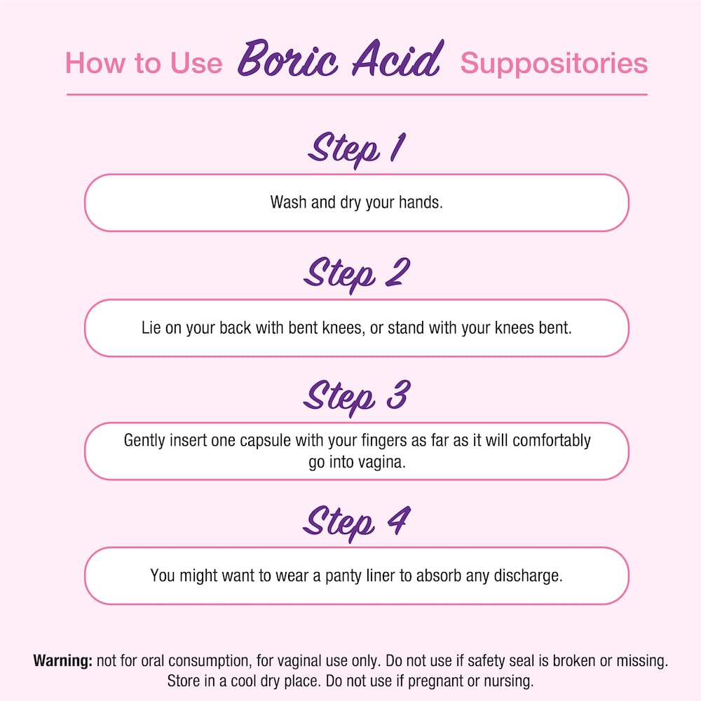 Puregen Labs Boric Acid 600 mg Vaginal Suppositories - 100% Pure | All Natural Without Dyes or Fillers P Puregen Labs Au supplements