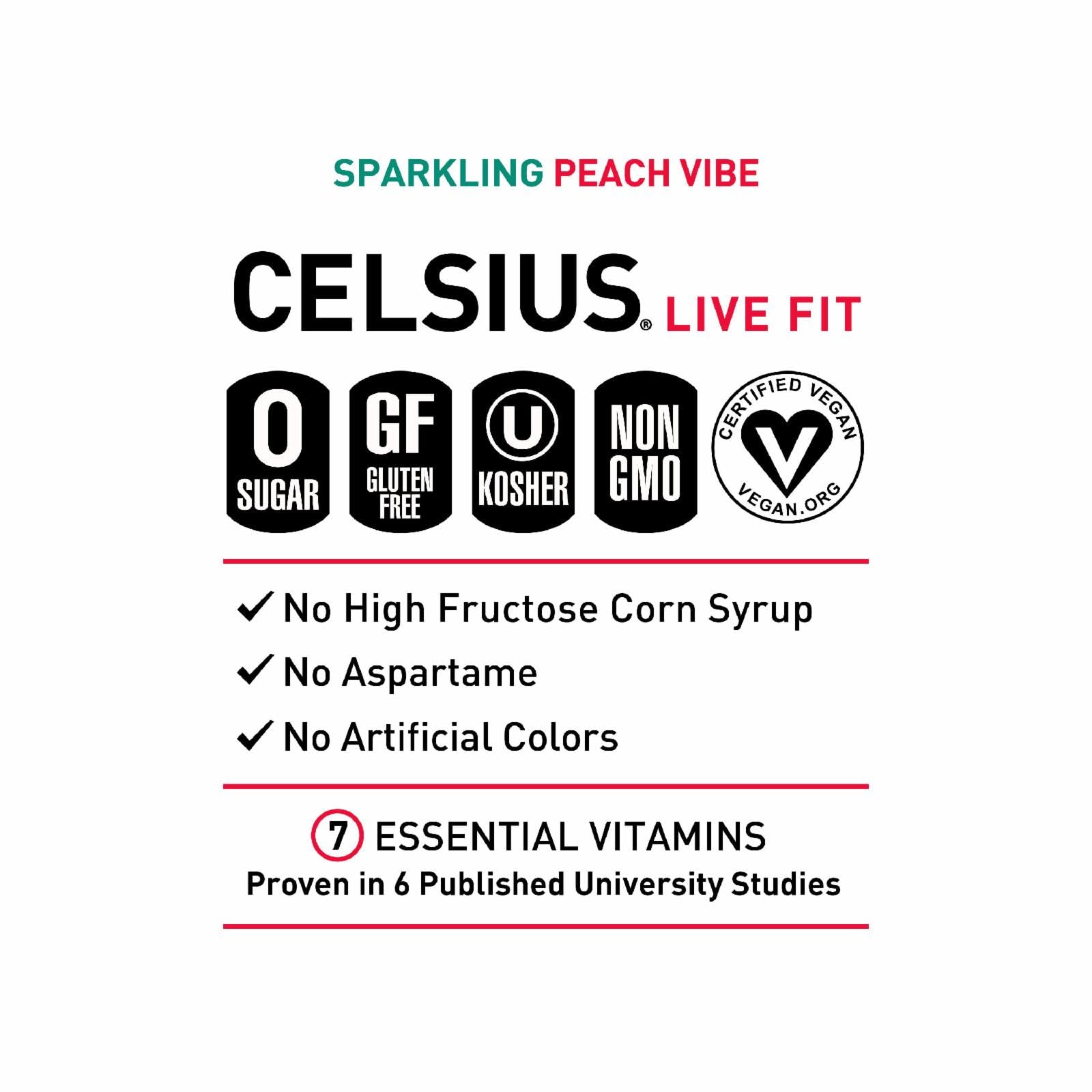 CELSIUS Sparkling Peach Vibe, Functional Essential Energy Drink, 12 Fl Oz CELSIUS Au supplements