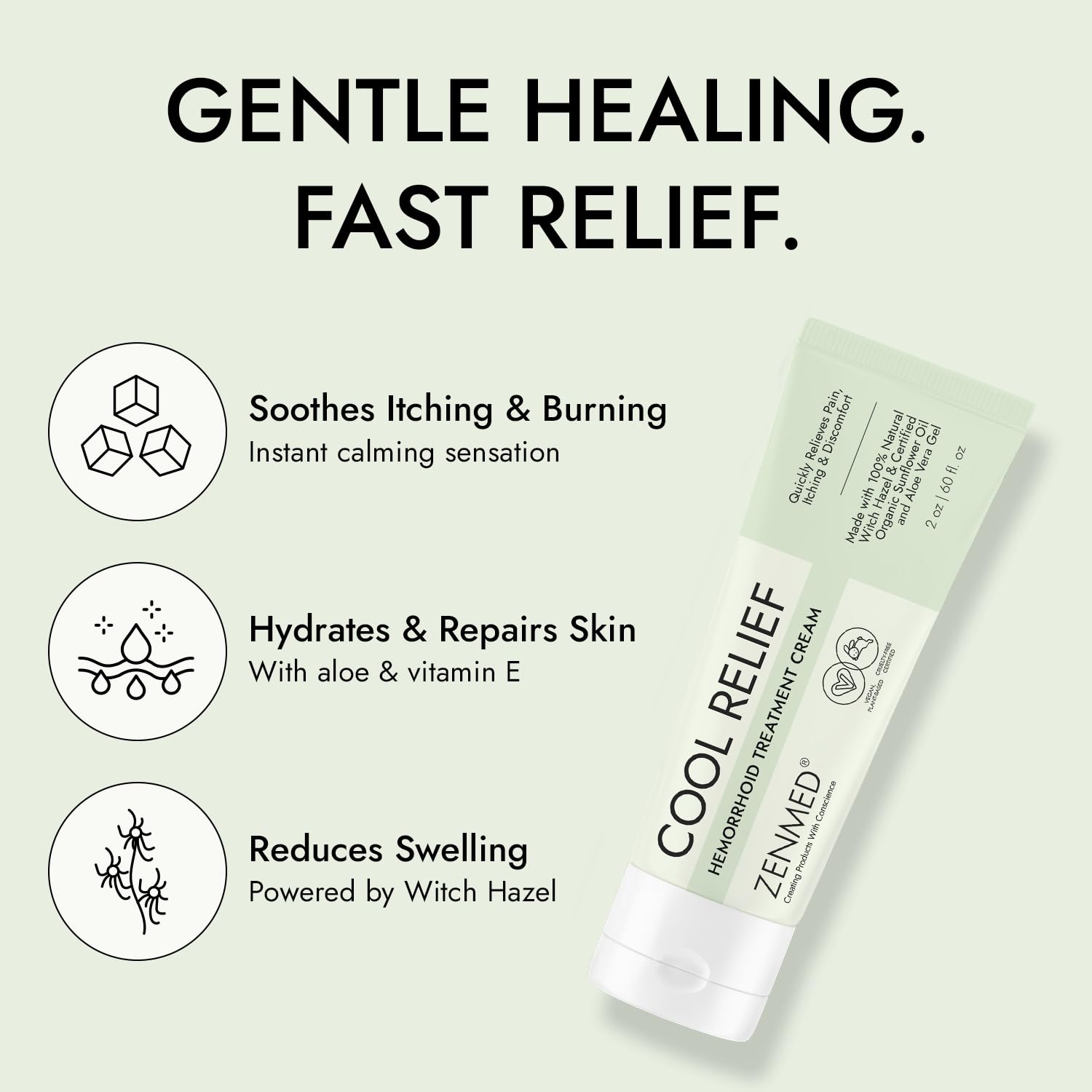 ZENMED Cool Relief - 2 oz Natural Herbal Cream with Organic Ingredients of Hemorrhoids Formula ZENMED Au supplements