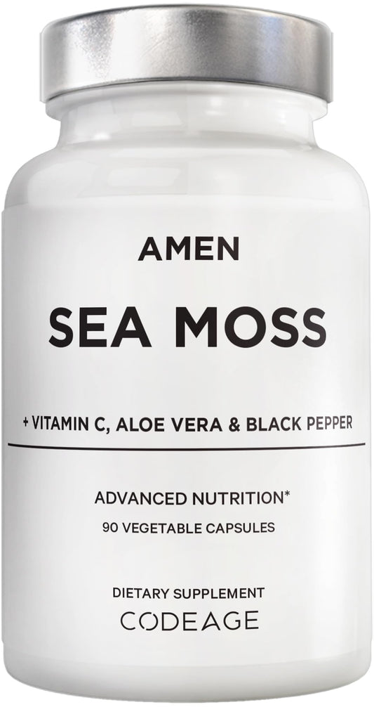 Amen Sea Moss Supplement - 1000mg Organic Irish Sea Moss, Bladderwrack, Burdock - Vitamin C, Aloe Vera, Black Pepper - Seaweed Superfood, Vitamins, Minerals, and Antioxidants - Non-GMO - 90 Capsules AmenAu supplements