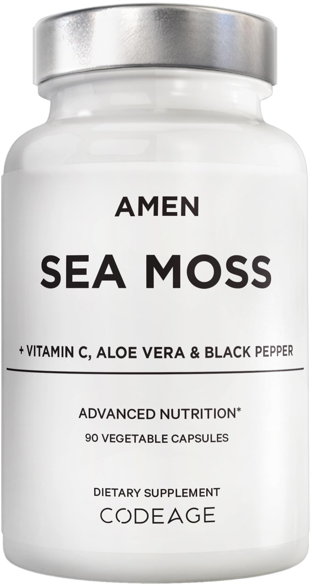 Amen Sea Moss Supplement - 1000mg Organic Irish Sea Moss, Bladderwrack, Burdock - Vitamin C, Aloe Vera, Black Pepper - Seaweed Superfood, Vitamins, Minerals, and Antioxidants - Non-GMO - 90 Capsules Amen Au supplements
