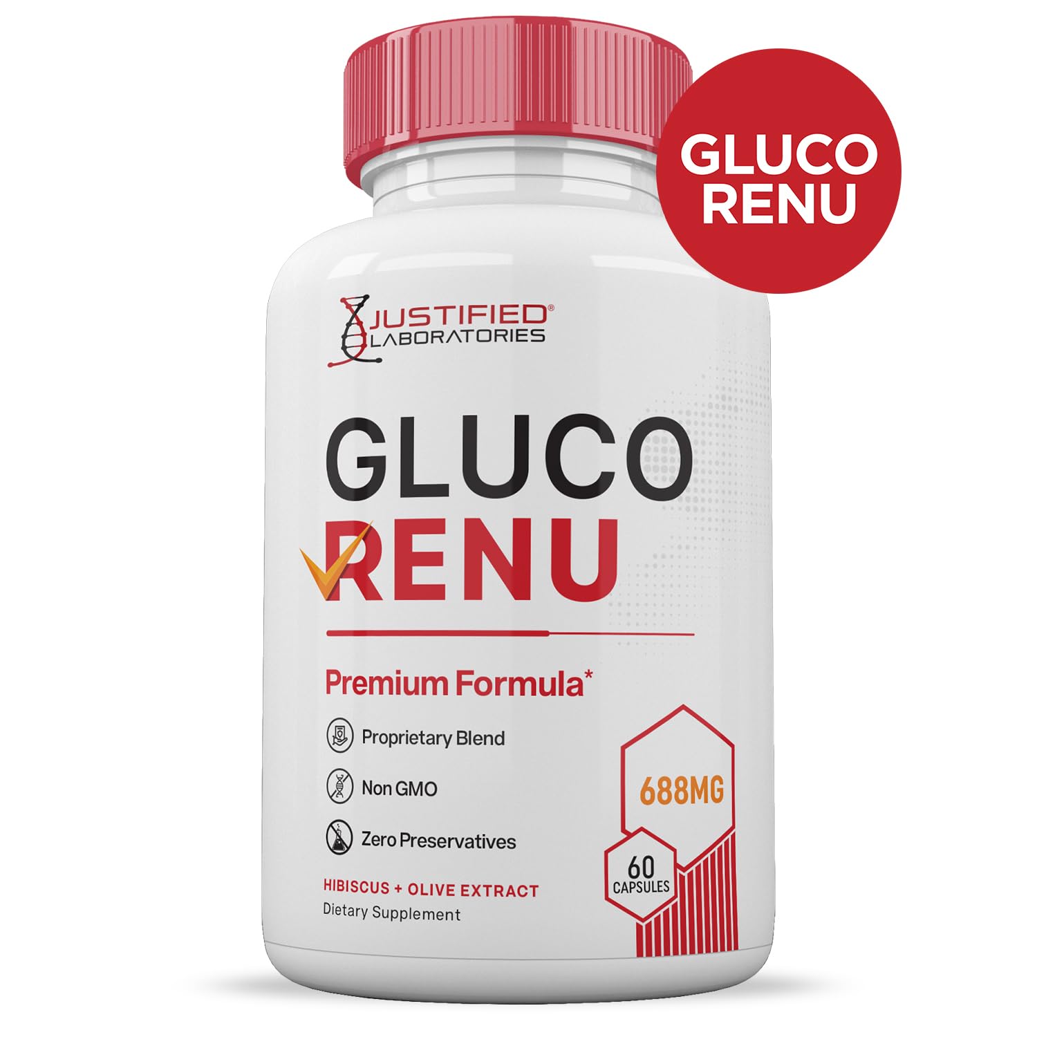 Gluco Renu 688MG Glyco Support Pills Premium Formula Gluo Renew Glycogen Support Formulated Hawthrone Hibiscus Garlic Junpier Powder Olive Forskolin Green Tea Extract 60 Capsules Justified Laboratories Au supplements