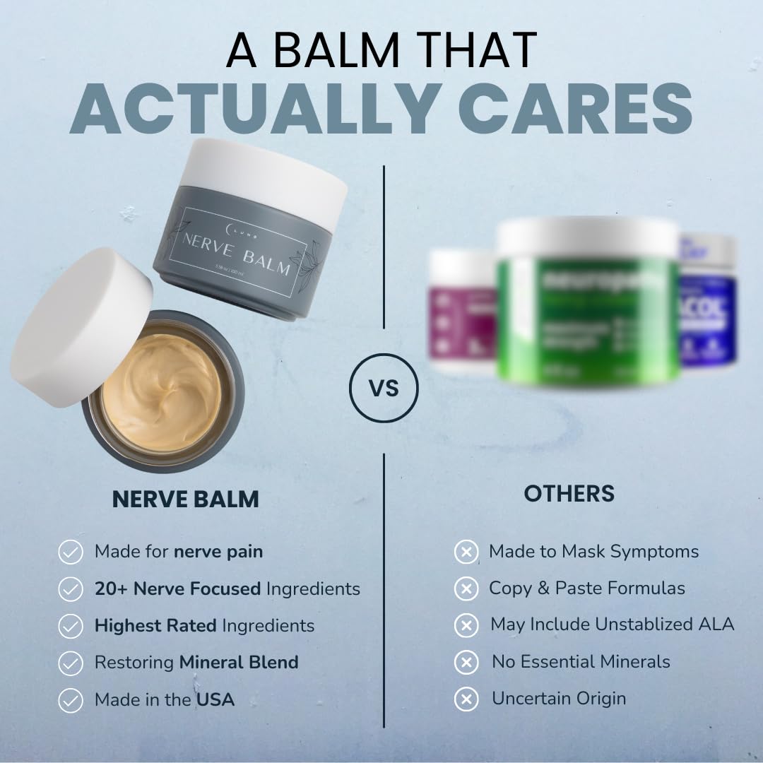 Lune Nerve Balm – Neuropathy Cream for Burning, Tingling & Numbness in Feet & Hands | Natural Nerve Pain Relief Cream with Arnica, Vitamin B6 & Magnesium | 3.4 oz Lune Au supplements