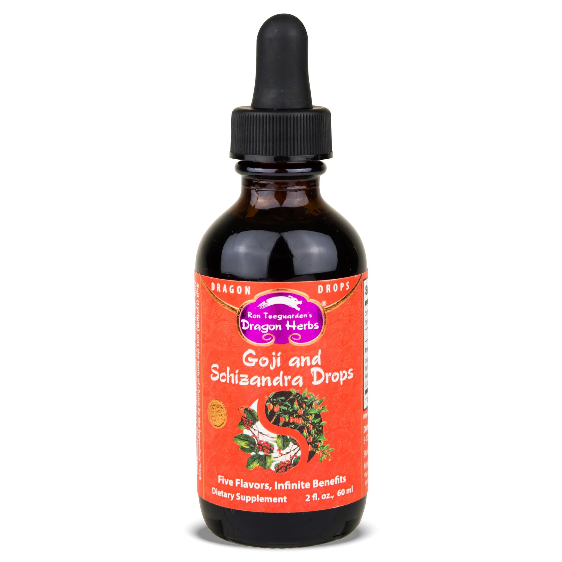 Dragon Herbs Goji Berry & Schizandra Drops • Triple Extractions • for Eye, Skin, Lung & Healthy Aging Support, Beauty Tonic • Super Potency • Fast Acting • 2 fl oz, 60 mL • Tincture Supplement Dragon Herbs Au supplements