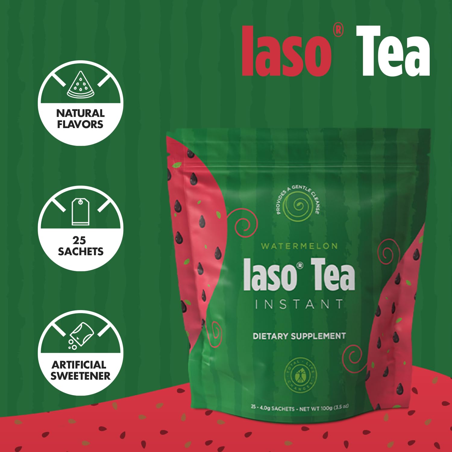 Iaso Instant Tea Watermelon Flavor - 4 grams (25 Sachets) Total Life Changes Au supplements
