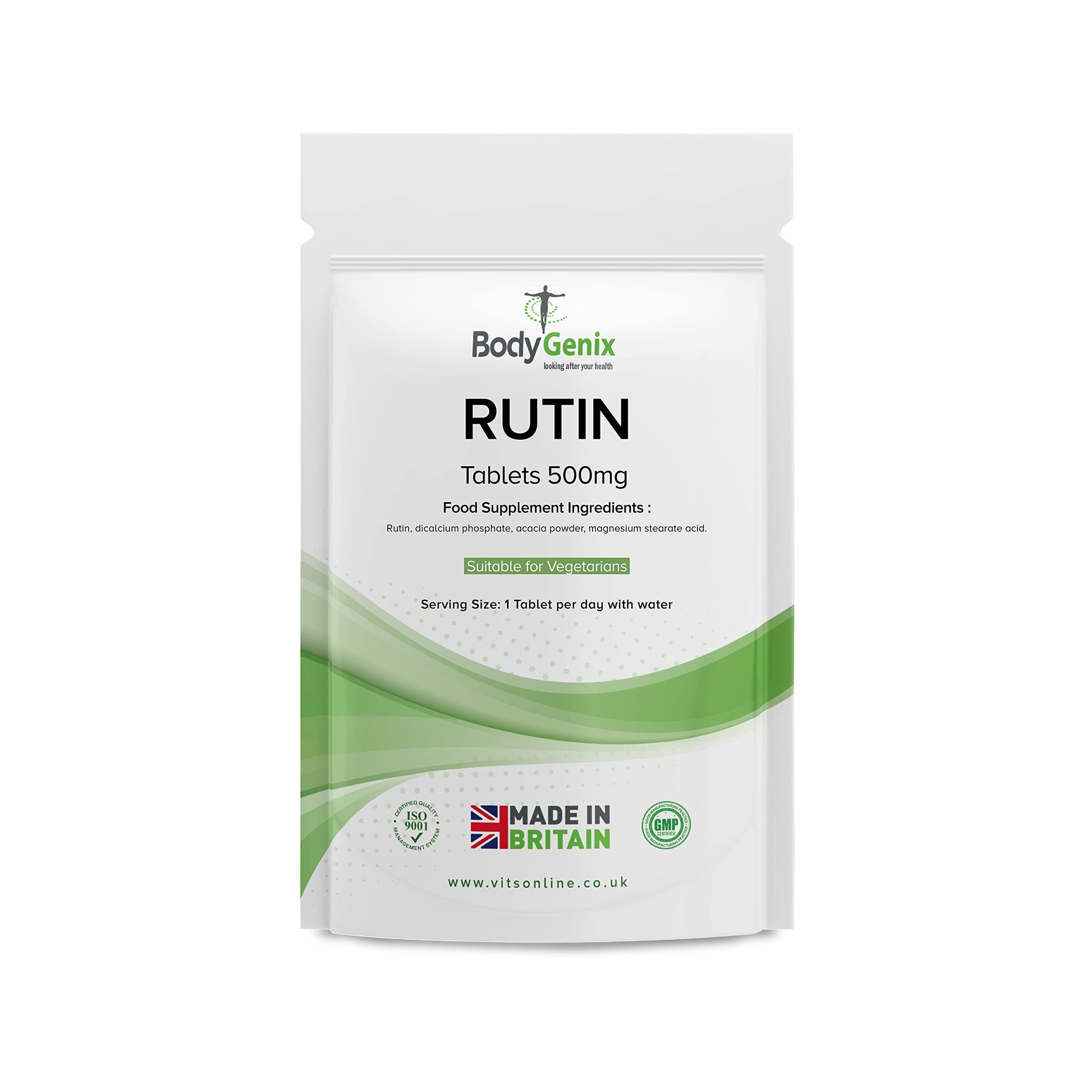 Bodygenix Rutin 500mg Tablets CAPILLARIES, VARICOSE Veins, Hemorrhoids Veg Friendly Bodygenix Au supplements